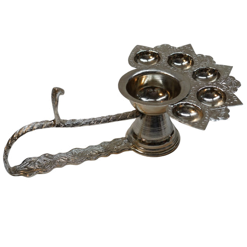 White Metal Panch Aarti Deep 414g Set 1