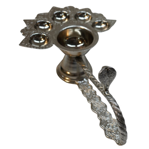 White Metal Panch Aarti Deep 414g Set 1