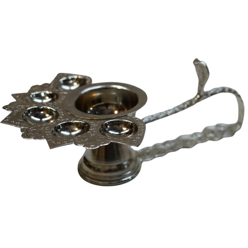 White Metal Panch Aarti Deep 414g Set 1