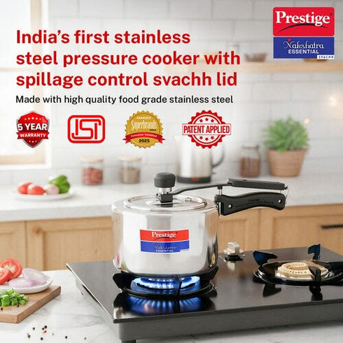 Prestige Nakshatra Essential Svachh Stainless Steel Pressure Cooker 2.0 L
