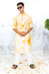 Kzari Yellow Mirror Work Checks Tie & Dye Kurta