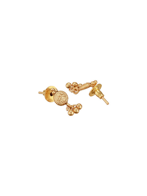 Gold Plated Gold Beads Delicate Temple Goddess Lakshmi Pendant Minimal Jewellery Set