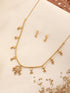 Gold Plated Gold Beads Delicate Temple Goddess Lakshmi Pendant Minimal Jewellery Set
