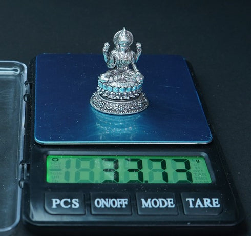 Pure Silver Antique Lotus Laxmi 33.73g By Mahita Collections