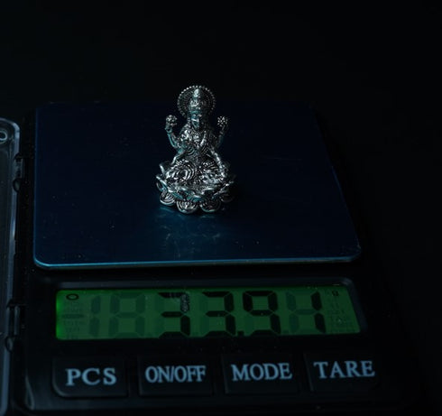 Pure Silver Antique Lotus Laxmi 33.91g By Mahita Collections