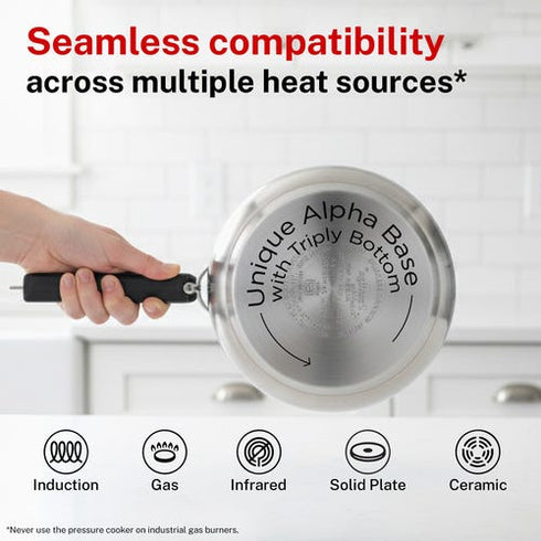 Prestige Nakshatra Alpha Svachh Stainless Steel Spillage Control Pressure Cooker 2 L Silver
