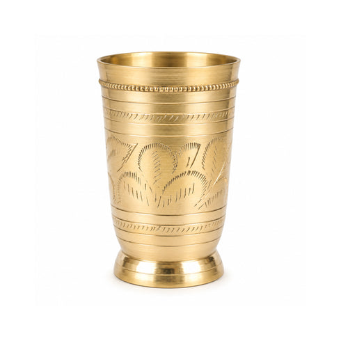 Pure Brass Embossed Design Tumbler Glass | Pack of 1