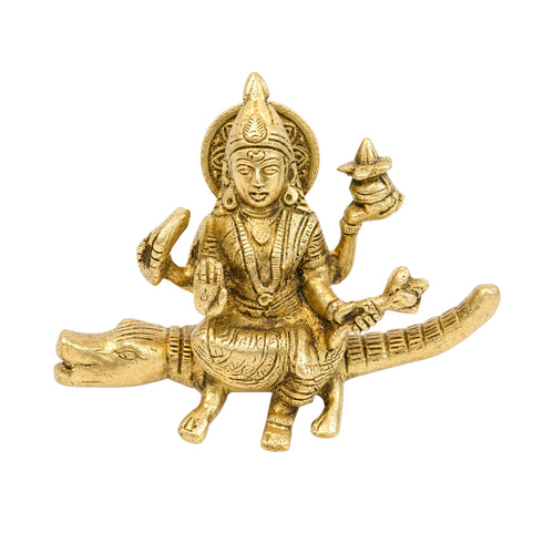 Brass Ganga Devi Spiritual Idol for Temple 745g