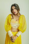 Kzari Lemon Yellow Crop Top and Skirt Set