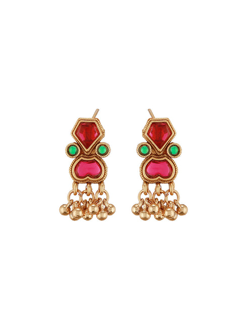 Gold Plated Enamelled Invisible Chain Delicate Temple Goddess Lakshmi Pendant Minimal Jewellery Set
