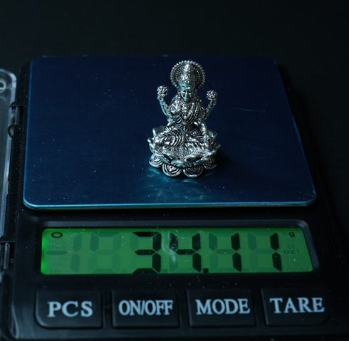 Pure Silver Antique Lotus Laxmi 34.11g By Mahita Collections