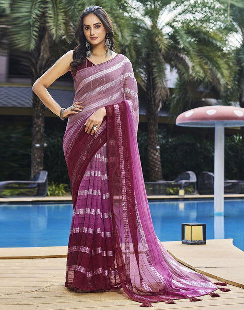 Sudathi Light Pink Printed Georgette Saree