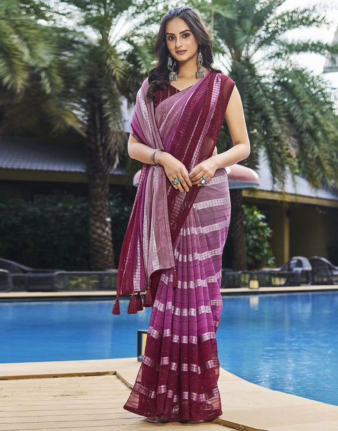 Sudathi Light Pink Printed Georgette Saree