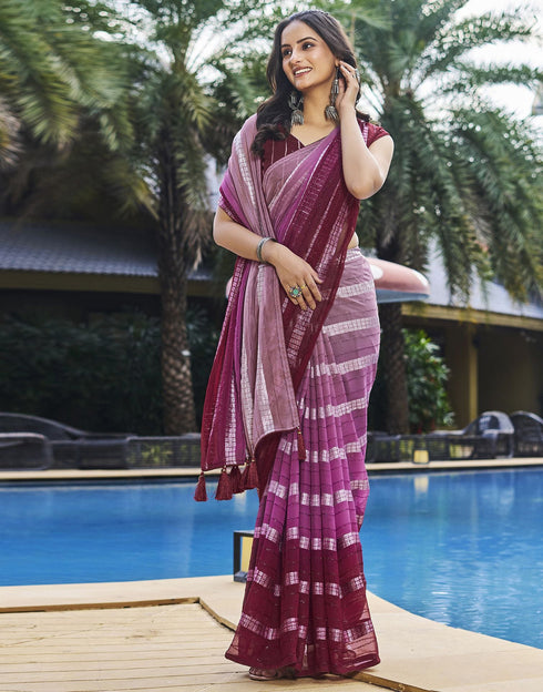 Sudathi Light Pink Printed Georgette Saree