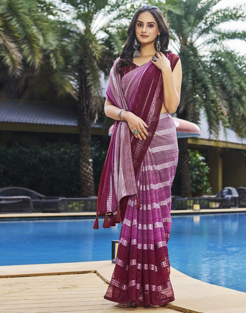 Sudathi Light Pink Printed Georgette Saree