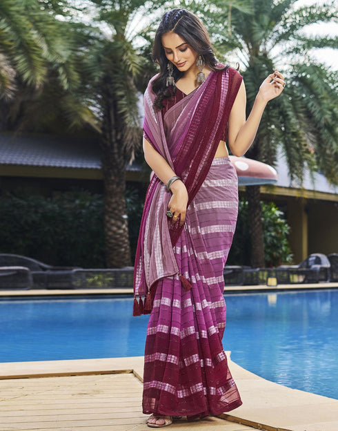 Sudathi Light Pink Printed Georgette Saree