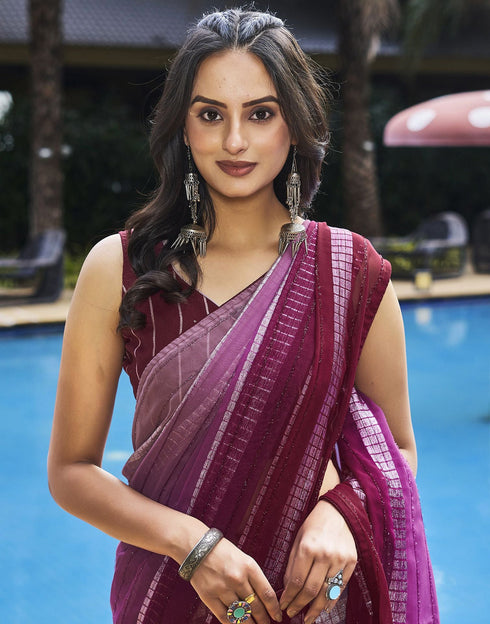 Sudathi Light Pink Printed Georgette Saree