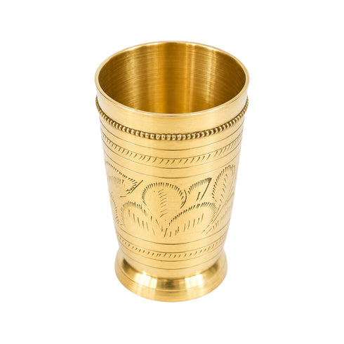 Pure Brass Embossed Design Tumbler Glass | Pack of 1