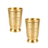 Pure Brass Embossed Design Tumbler Glass | Pack of 2