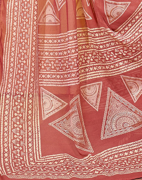 Sudathi Rose Pink Printed Georgette Saree
