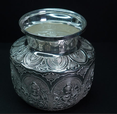 Pure Silver Ashta Laxmi Lota 348.27g By Mahita Collections
