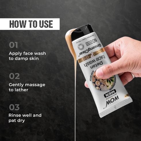 WoW Men Korean Ginseng + Kojic Acid Detan Face Wash Gel