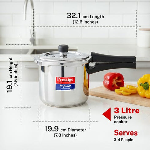 Prestige Popular Svachh Spillage Control Stainless Steel Pressure Cooker 3 L Silver
