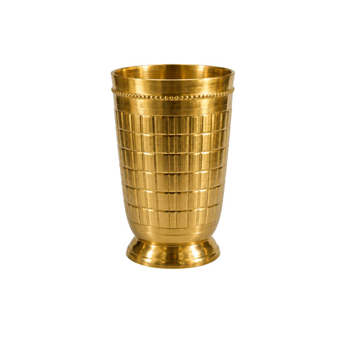Pure Brass Embossed Design Tumbler Glass | Pack of 1