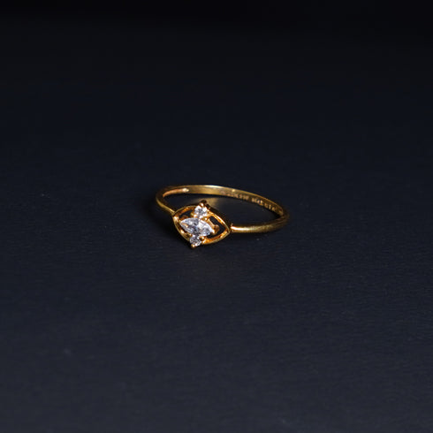 22 Carat Gold Marquise Cut Solitair Stone Studded Ring 1.62g by Mahita Collections