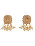 Gold Plated Pearl Beaded Invisible Chain Temple Lakshmi Motif Pendant Jewellery Set