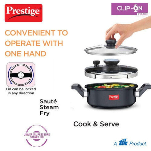 Prestige Clip-on Svachh Hard Anodised Spillage Control Pressure Cooker 5 L