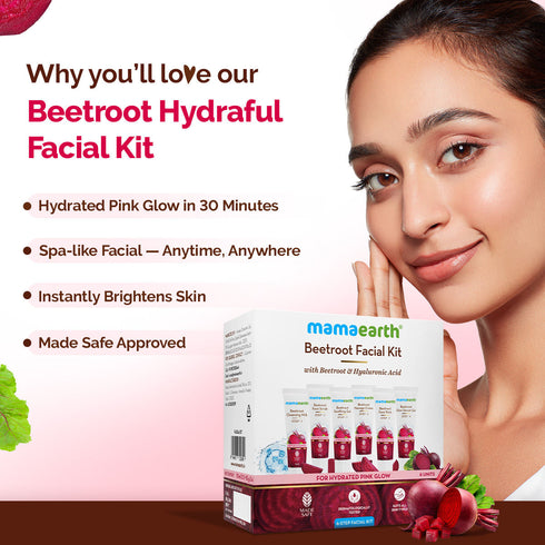 Mamaearth Beetroot Hydraful Facial Kit with Beetroot & Hyaluronic Acid 60g