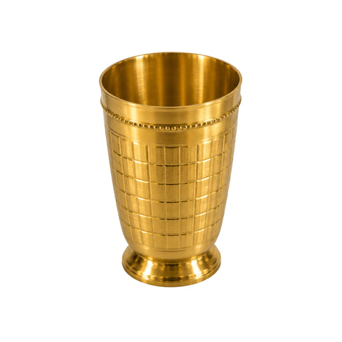 Pure Brass Embossed Design Tumbler Glass | Pack of 4