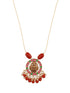 Gold Plated Coral Beaded Temple Lakshmiji Minimal Invisible Necklace & Chain