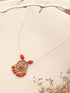 Gold Plated Coral Beaded Temple Lakshmiji Minimal Invisible Necklace & Chain