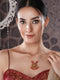 Gold Plated Coral Beaded Temple Lakshmiji Minimal Invisible Necklace & Chain