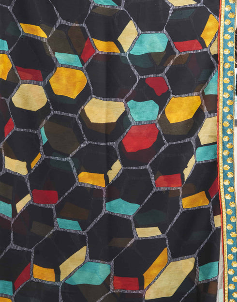 Sudathi Black Printed Chiffon Saree