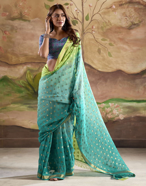 Sudathi Turquoise Woven Banarasi Georgette Saree
