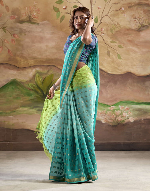 Sudathi Turquoise Woven Banarasi Georgette Saree