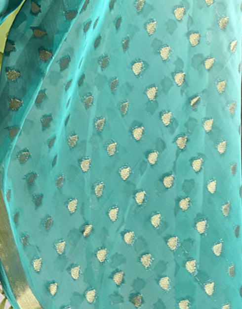 Sudathi Turquoise Woven Banarasi Georgette Saree