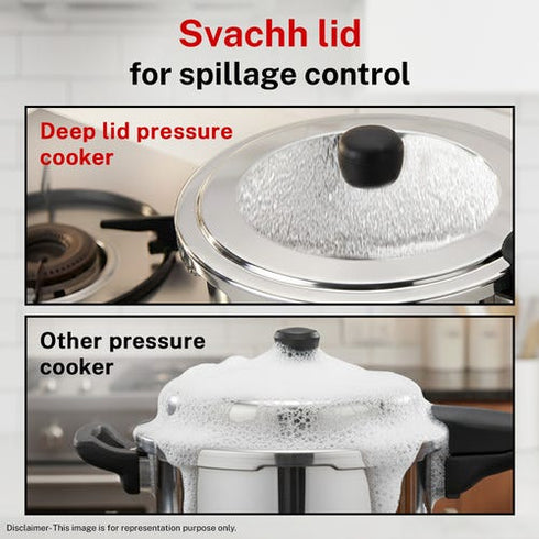 Prestige Popular Svachh Spillage Control Stainless Steel Pressure Cooker 3 L Silver
