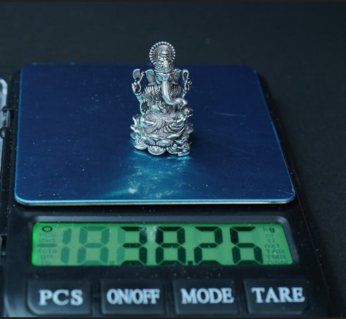 Pure Silver Antique Lotus Ganesh 38.26g By Mahita Collections