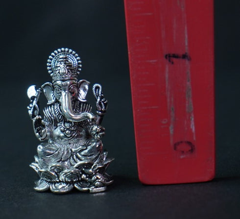 Pure Silver Antique Lotus Ganesh 38.26g By Mahita Collections