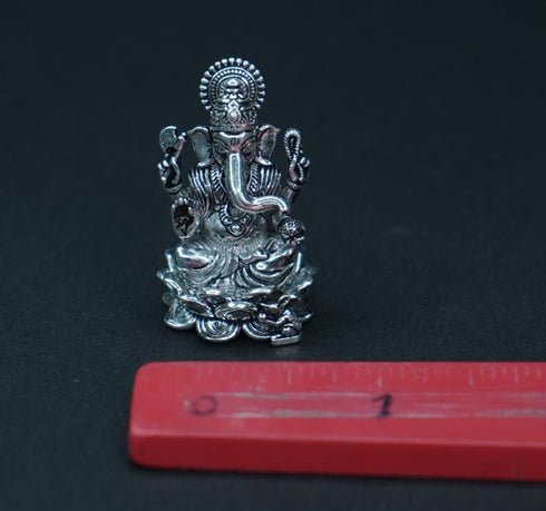 Pure Silver Antique Lotus Ganesh 38.26g By Mahita Collections