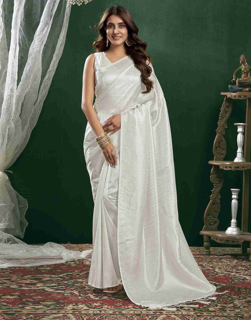 Sudathi White Woven Kanjivaram Silk Saree