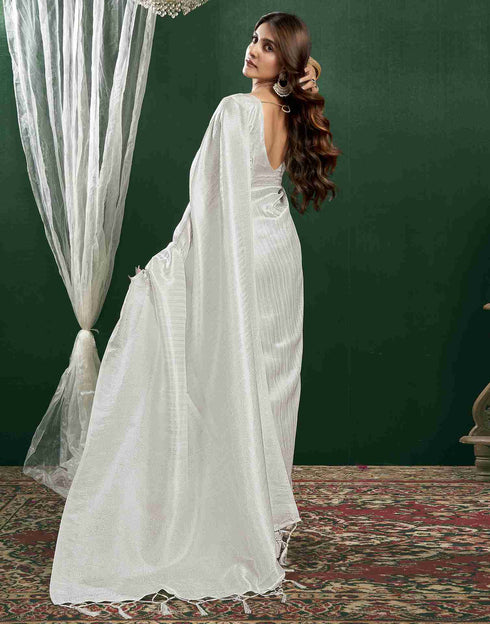 Sudathi White Woven Kanjivaram Silk Saree