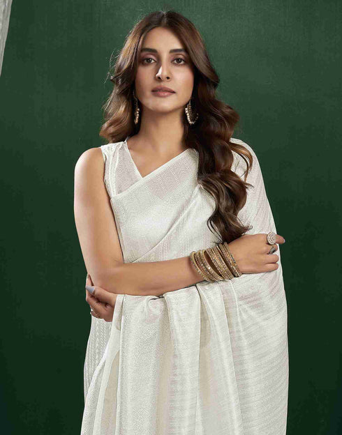 Sudathi White Woven Kanjivaram Silk Saree