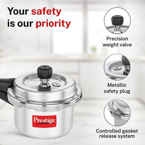 Prestige Popular Plus Svachh Virgin Aluminium Gas And Induction Compatible Pressure Cooker 2 L
