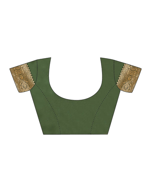 Sudathi Dark Green Woven Banarasi Silk Saree