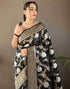Sudathi Black Woven Banarasi Silk Saree